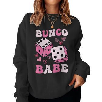 Bunco Babe Bunco Game Night Retro Groovy Gamble Women Sweatshirt - Monsterry