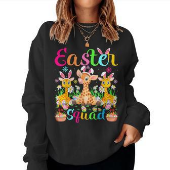 Bunny Egg Hunt Squad Giraffe Easter Squad Family Matching Women Sweatshirt | Mazezy