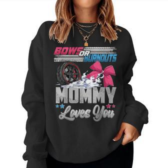 Burnouts Or Bows Gender Reveal Party Announcement Mommy Women Sweatshirt | Mazezy