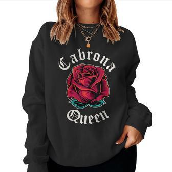Cabrona Queen Mexican Pride Rose Mexico Girl Cabrona Women Sweatshirt - Monsterry CA