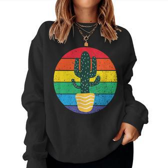 Cactus Serape Rainbow Awesome Novelty Women Sweatshirt - Seseable