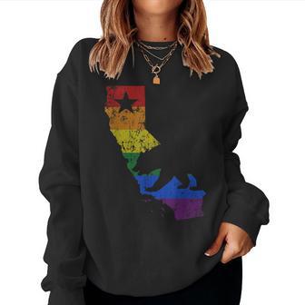 California Lgbtq Gay Lesbian Pride Rainbow Flag Women Sweatshirt - Monsterry