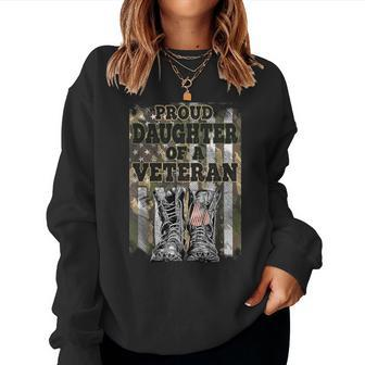 Camouflage American Veteran Proud Daughter Of A Veteran Women Sweatshirt - Monsterry