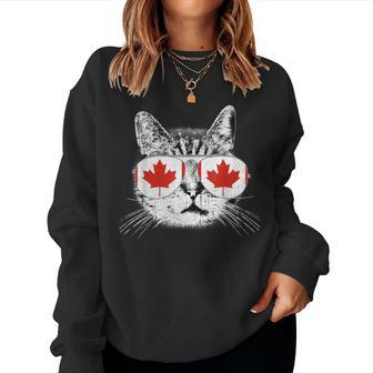 Canada Flag Canadian Cat Sunglasses Women Women Sweatshirt - Monsterry AU