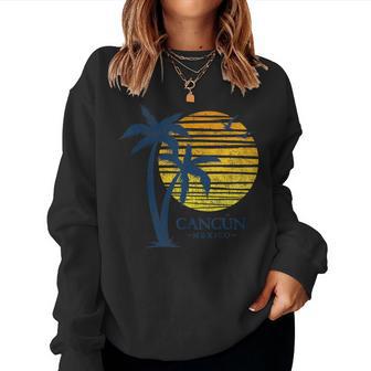 Cancun Mexico Souvenir Beach Sunset Vintage Mens Women Sweatshirt - Monsterry DE