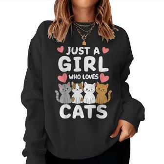 Cat Just A Girl Who Loves Cats Women Sweatshirt - Seseable