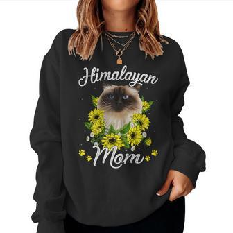 Cat Mom Mother's Day Sunflower Himalayan Mom Women Sweatshirt - Monsterry