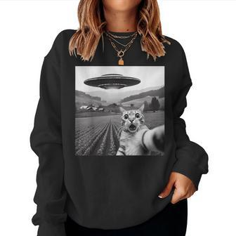 Cat Selfie With Alien Ufo Cat For Kid Women Sweatshirt | Mazezy UK