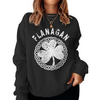 Celtic Theme Flanagan Irish Family Name Women Sweatshirt - Seseable
