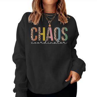 Chaos Coordinator Leopard Teacher Crew Retro School Women Sweatshirt - Seseable