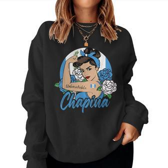 Chapina Guatemala Girl Guatemalan Mujer Guatemalteca Flag Women Sweatshirt - Seseable