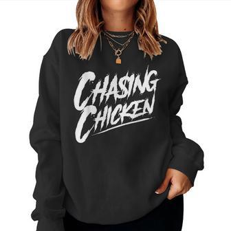 Chasing Chicken Rap Get Money Chasing Chicken Retro Women Sweatshirt - Monsterry