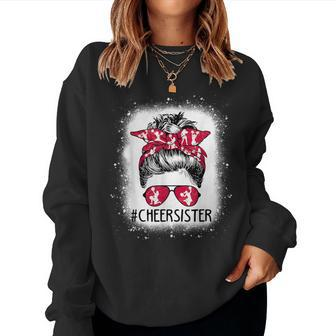 Cheer Sister Life Messy Bun Cheerleader Bleached Women Women Sweatshirt - Monsterry