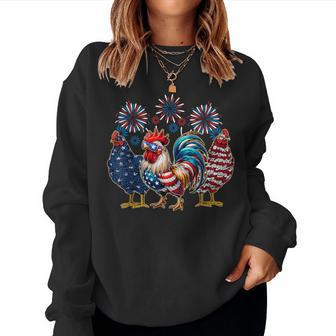 Chicken 4Th Of July Chicken-Lover American Usa Flag Women Sweatshirt - Thegiftio UK
