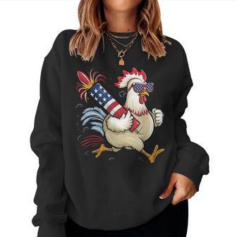 Chicken Fireworks 4Th Of July Sasquatch American Flag Us Women Sweatshirt - Thegiftio UK