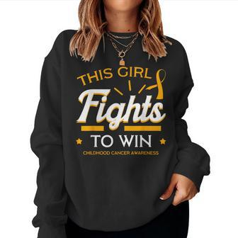 Childhood Cancer Girl Fight Ribbon Medulloblastoma Women Sweatshirt - Monsterry CA