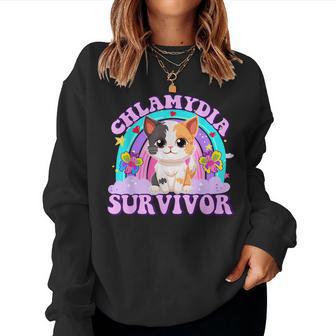 Chlamydia Survivor Cat Sarcastic Y2k Inappropriate Women Sweatshirt - Thegiftio UK