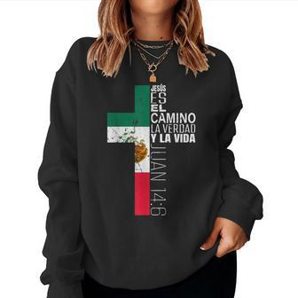 Christian Spanish Jesus Religious Bible Verse Mexican Flag Women Sweatshirt - Thegiftio UK