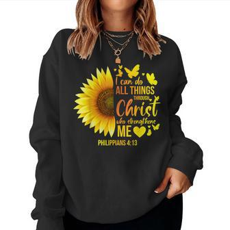 Christian Sunflower Philippians 4 Pretty Bible Verse Women Sweatshirt - Monsterry CA