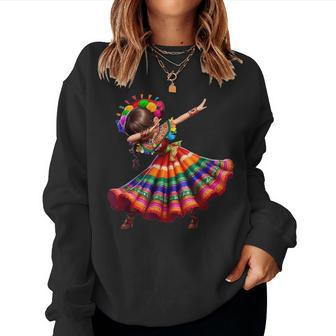 Cinco De Mayo Mexican Dabbing Woman Cinco De Mayo Women Sweatshirt - Seseable