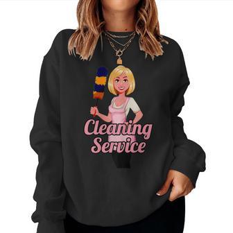 Cleaning Lady Housekeeping Career Woman House Cleaner Retro Women Sweatshirt - Monsterry DE