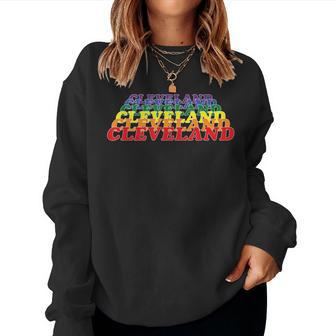 Cleveland City Gay Pride Rainbow Word Women Sweatshirt - Monsterry UK