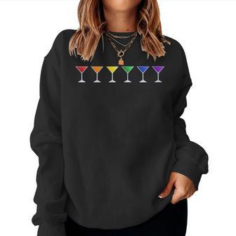 Cocktail Rainbow Flag Lgbt Pride Month Subtle Gay Rights Women Sweatshirt - Monsterry UK