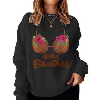 Coconut Bra Flower Boobs Hawaii Aloha Beaches Women Sweatshirt - Monsterry UK