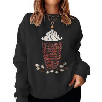 Coffee Bean Funky Whipped Cream Iced Coffee Lover Coffee Cup Women Sweatshirt - Monsterry AU