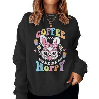 Coffee Makes Me So Hoppy Easter Rabbit Bunny Face Girl Women Sweatshirt - Thegiftio UK
