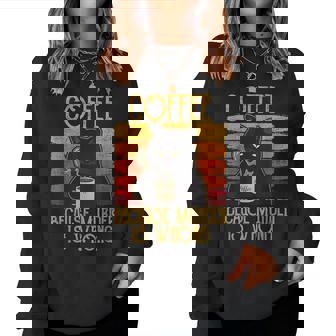 Coffee Because Murder Is Wrong Women's Cat Coffee Vintage Women Sweatshirt - Thegiftio