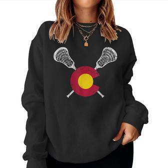 Colorado Flag Lacrosse Lax Player Team Coach Mom Dad Women Sweatshirt - Monsterry CA