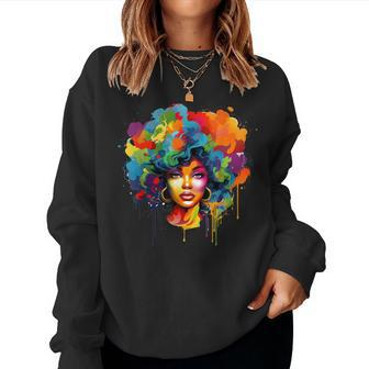 Colorful Afro Woman African American Melanin Blm Girl Women Sweatshirt - Thegiftio UK