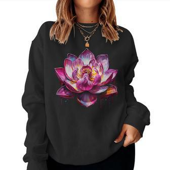 Colorful Lotus Graffiti Trendy Cute Flower Fashion Women Sweatshirt - Monsterry