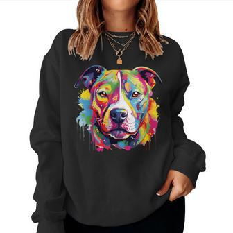 Colorful Pit-Bull Terrier Dog Love-R Dad Mom Boy Girl Women Sweatshirt - Monsterry CA