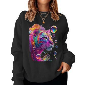 Colorful Rainbow Tiger Graphic Women Sweatshirt - Thegiftio UK