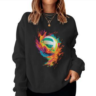 Colorful Volleyball Volleyball Player Girls Woman N Women Sweatshirt | Seseable CA