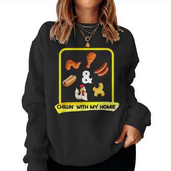 Cooked Chicken Wing Chicken Wing Hot Dog Bologna Macaroni Women Sweatshirt - Monsterry CA