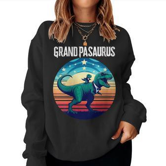 Cool Grandpasaurus Father's Day Trex Little Son Grandfather Women Sweatshirt - Monsterry