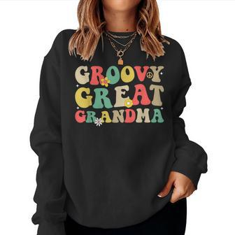 Cool Groovy Great Grandma 1St Birthday Family Matching Party Women Sweatshirt - Seseable