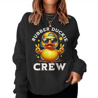 Cool Retro Yellow Rubber Duck In 70S 80S Duck Women Sweatshirt - Thegiftio UK