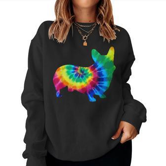 Corgi Tie Dye Vintage Hippie Dog Corgi Mom Dad Women Sweatshirt - Thegiftio UK