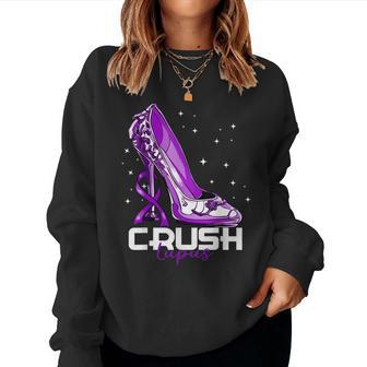Crush Lupus Awareness Purple High Heel Purple Ribbon Womens Women Sweatshirt - Seseable