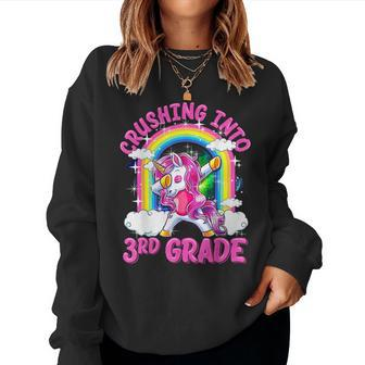 Crushing Into 3Rd Grade Dabbing Unicorn Back To School Girls Women Sweatshirt - Monsterry DE