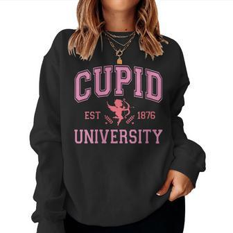 Cupid University Valentine's Day Pink Varsity Girls Women Sweatshirt - Monsterry