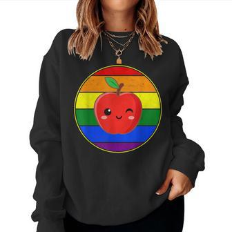 Cute Apple Lover Lgbtq Stuff N Rainbow Kawaii Love Fruit Women Sweatshirt - Monsterry UK