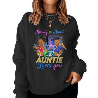 Cute Beauty Or Beat Auntie Loves You -Gender Reveal Party Women Sweatshirt - Seseable