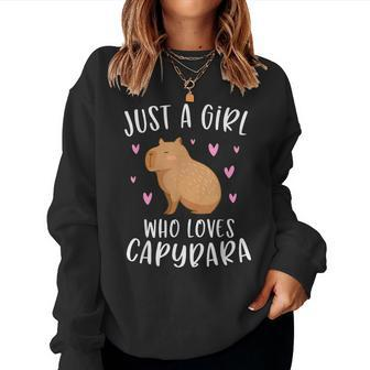 Cute Capybara For Girls Just A Girl Who Loves Capybara Women Sweatshirt - Thegiftio UK
