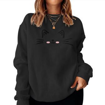 Cute Cat Kitty Face Kitten Whisker Women Sweatshirt - Monsterry UK