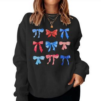 Cute Coquette Bows 4Th Of July Patriotic Girls Women Sweatshirt - Monsterry